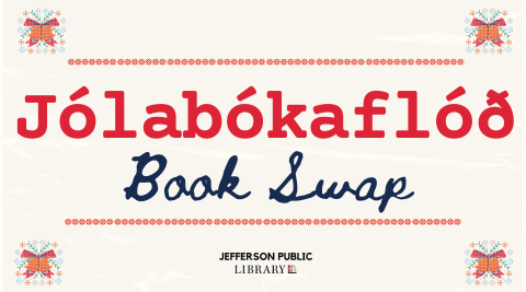 Image of text that reads "Jólabókaflóð Book Swap". 