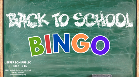 Image of a chalkboard with text that says "Back to School Bingo". 